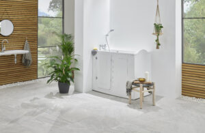 Corner Walk In Bathtub With Door & Built In Seat