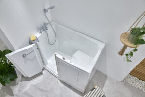 Walk In Bathtub With Outward Opening Door & Built In Seat